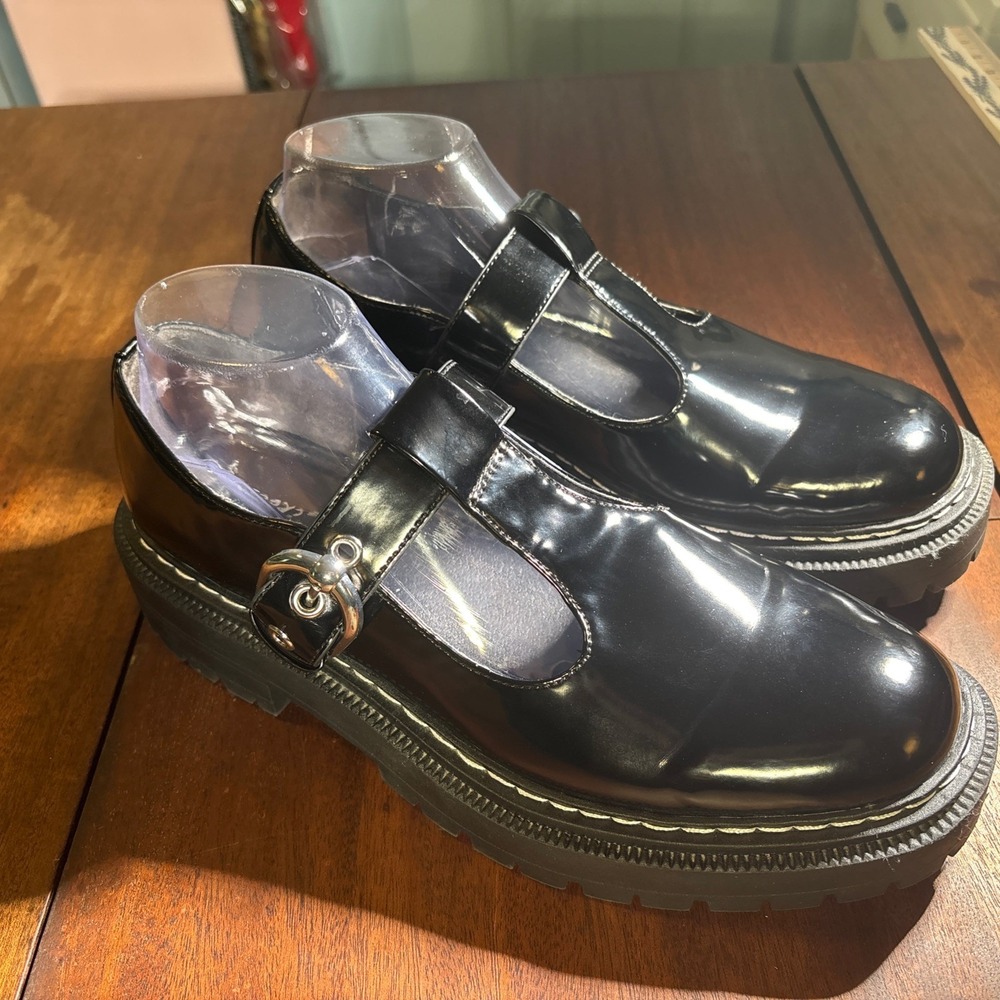 Circus by Sam Edelman Emelia Black Patent Lug Sole Mary Jane Size 11 Platform